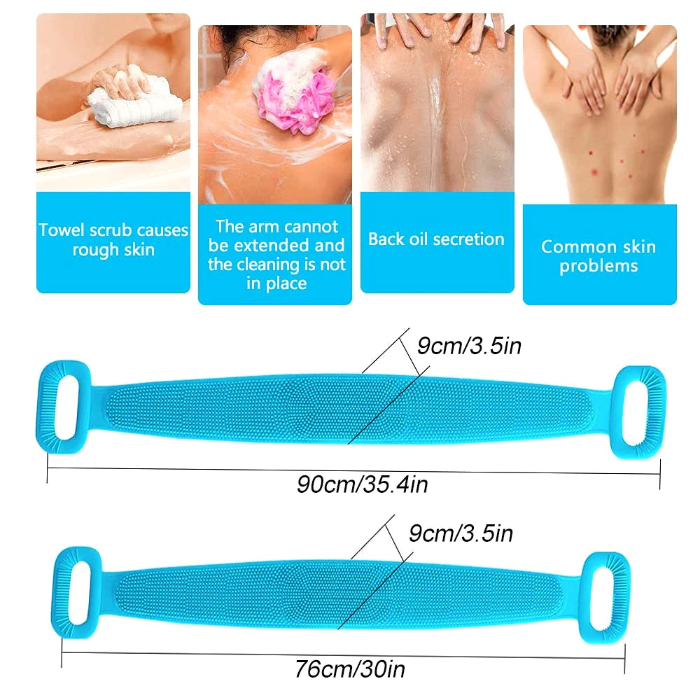 Body Silicone Brush Scrub Body Exfoliating Sponge Brush Bathroom Shower Back Brush Bath Scrub Clean Tool Stain Removal Bath Belt