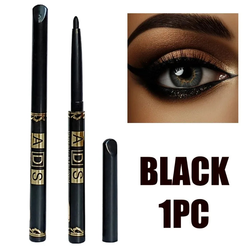 1/3Pcs Waterproof and Sweat-Proof Black Matte Eyeliner Pencil Long-Lasting Smudge-Proof Eye liner Suitable for Heavy Eyes Makeup