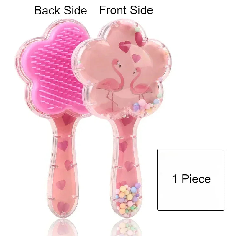 1pc Flower Shape Comb Beauty Makeup Comb with Long Handle for Kids Girls Makeup Hair Brush Children Hairbrush Combs