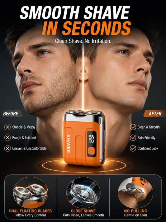 Portable Electric Shaver,Beard,For Men Pocket Razor Usb-C Rechargeable Waterproof Dual Blade Mini Beard Shaver