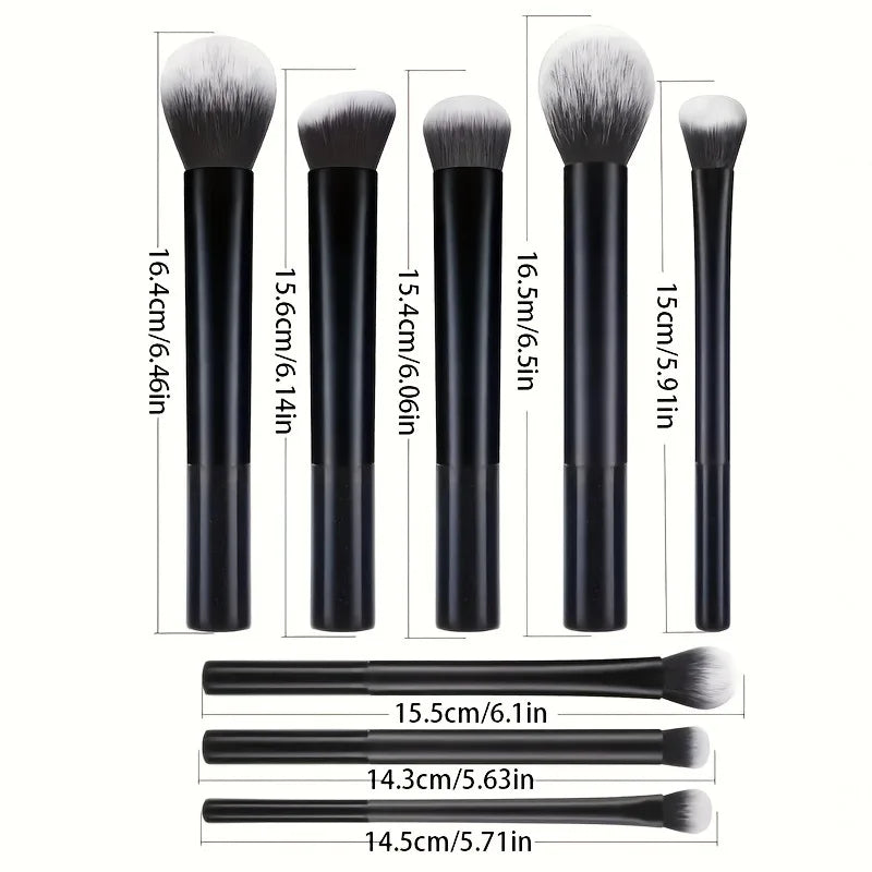 8 PCS Long‑Handle Makeup Brush Set, Multi‑Color Ultra‑Soft Brushes, Powder Blush Eyeshadow Brushes for Beginners