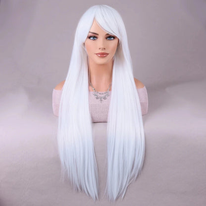Dark Brown Synthetic Women's Wig Long Straight Layered and Heat Resistant