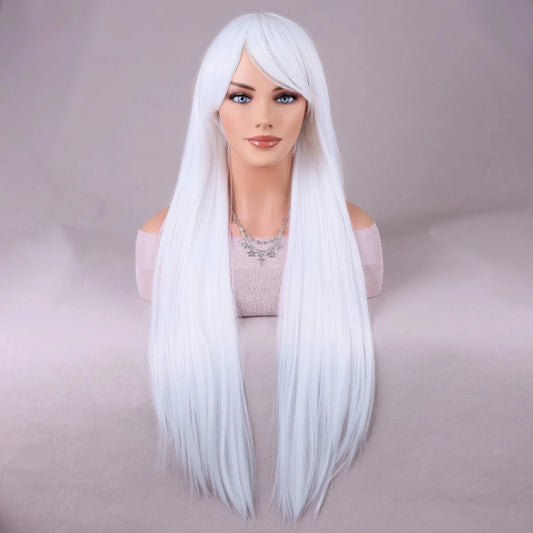 Dark Brown Synthetic Women's Wig Long Straight Layered and Heat Resistant