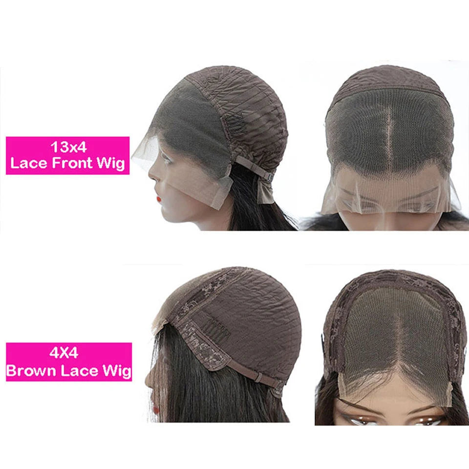 Peruvian Water Wave Human Hair Wigs 13x4 Transparent Lace Front Wig Pre Plucked Virgin Hair 4x4 Lace Closure Wig For Black Women