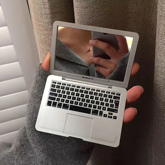 Mini Makeup Mirror Portable Laptop Mirrors Pocket Size Laptop Shaped Cosmetic Mirror Small Compact Folding Omputer Mirrors Gifts