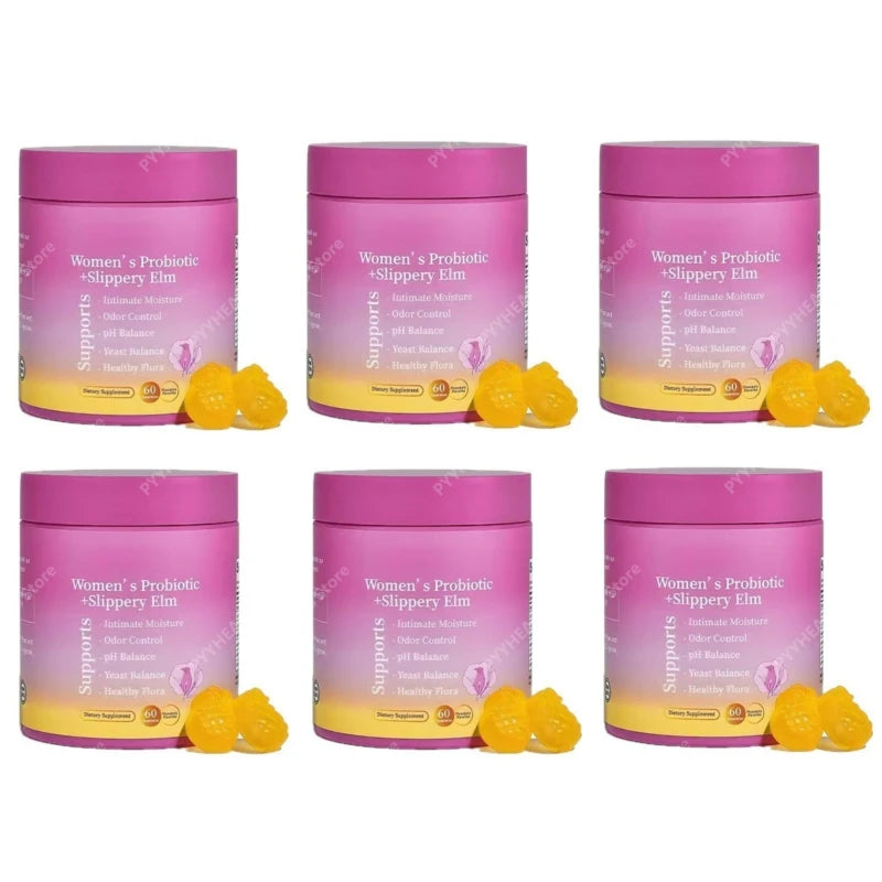 Feminine Wellness Probiotic Gummies with Slippery Elm PH Balance and Flora Support for Women Pineapple Flavor 60 Count