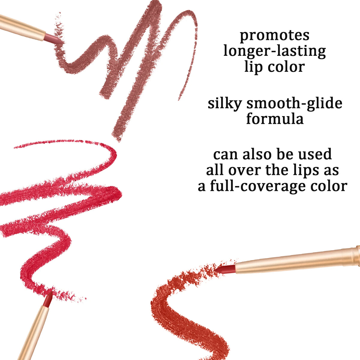 ZaiDoc 3 Colors Lip Liner Pencil Set Long Lasting Waterproof Smudge Proof Smooth Lip Pencil Natural Finish Daily Makeup