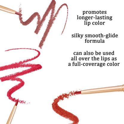 ZaiDoc 3 Colors Lip Liner Pencil Set Long Lasting Waterproof Smudge Proof Smooth Lip Pencil Natural Finish Daily Makeup