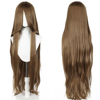 100CM Long Straight Wig With Bangs Synthetic Cosplay Wig For Women Pink Purple Cosplay Wigs for Party For Halloween