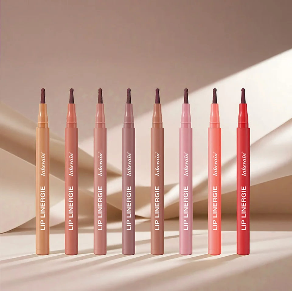 Lakerain Lip Liner Waterproof Transfer-proof Long-lasting Wear Pen Style Felt Head Design Blendable Lip Liner Stain Pen