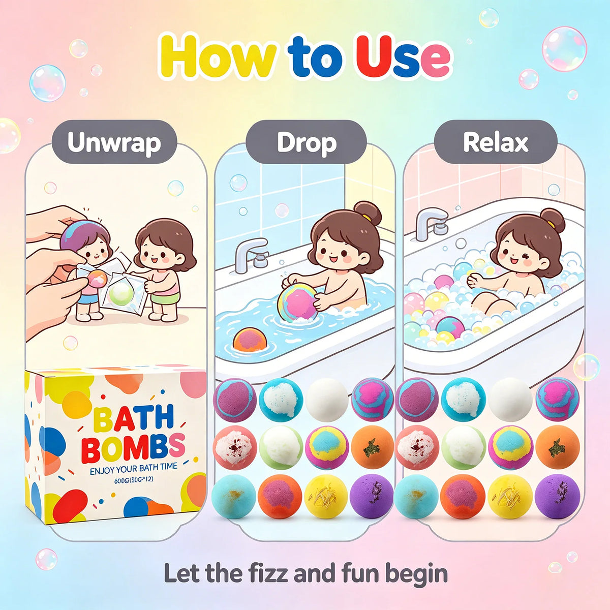1/4/6/12pcs Bath Bombs Set with Surprise Toys Inside Natural Organic Bubble Bath Fizzies Balls Gift for Holiday Gift Set