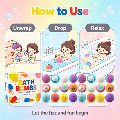 1/4/6/12pcs Bath Bombs Set with Surprise Toys Inside Natural Organic Bubble Bath Fizzies Balls Gift for Holiday Gift Set