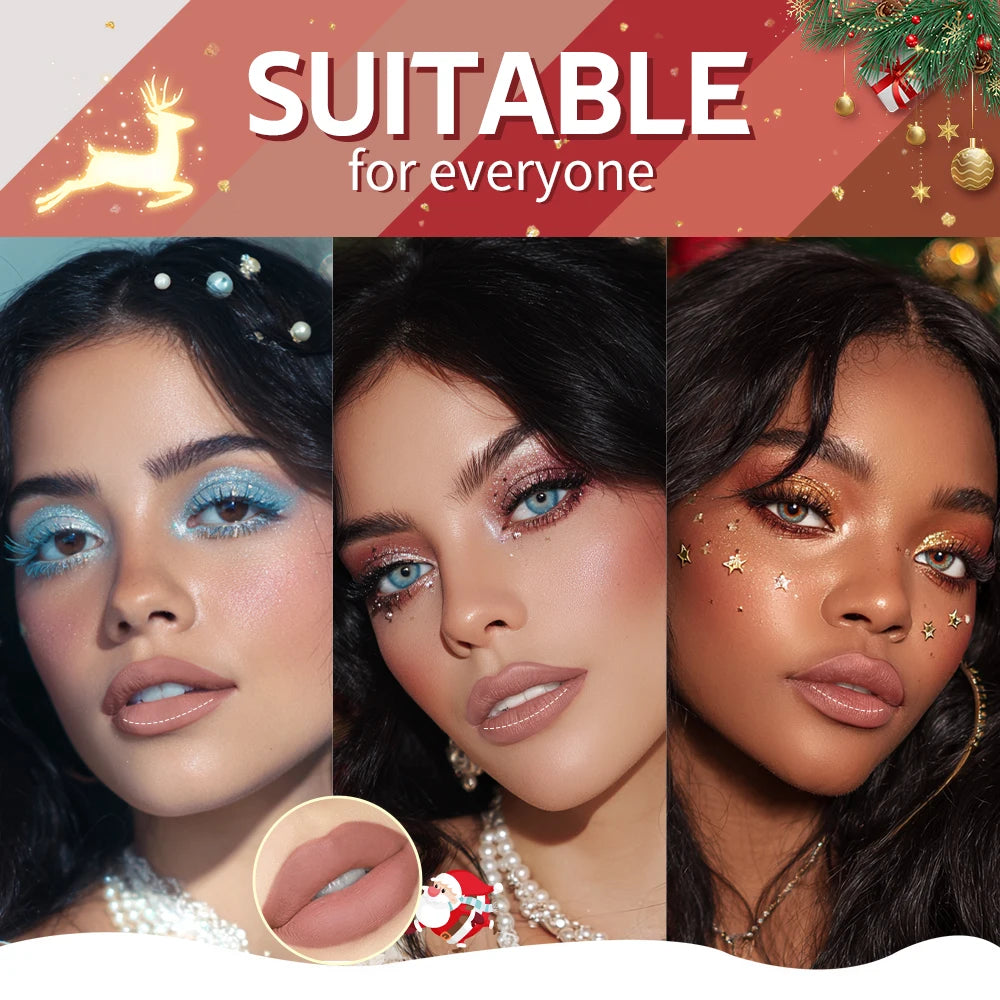 Christmas Lip Gloss Set Waterproof Long-Lasting Moisturizing Lip Skincare Lip Glaze Set Ideal Festive Holiday Christmas Gift