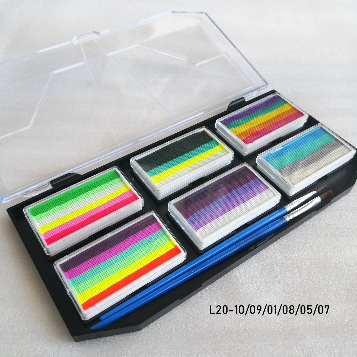 Professional Body Art 12 Colors Pastel Neon UV Color Rainbow Split Cake Face Paint Palette for Halloween Christmas