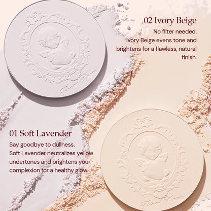 Flower Knows Strawberry Cupid Pressed Powder Matte Soft Oil Control Setting Powder Long Lasting Mattifying Translucent Powder