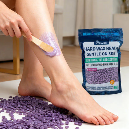 WEWAX 450g Hard Wax Beads Family Pack, Premium Brazilian Lavender Scented Beeswax Wax Beans, Strong Adhesion, Precise Paperless Quick Hair Removal, for Full Body Bikini Area Hands Legs, Normal Skin, Salon Home Body Care Wax,