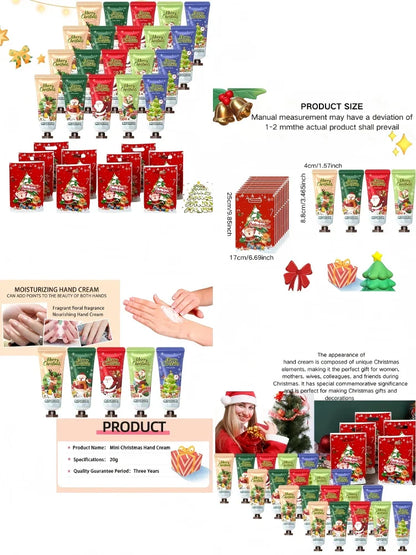 20 PCS Christmas Hand Cream +10 PCS Gift Bags Set, Christmas Gift Kit, Hand Cream with Aloe & Vitamin E, Cream Texture