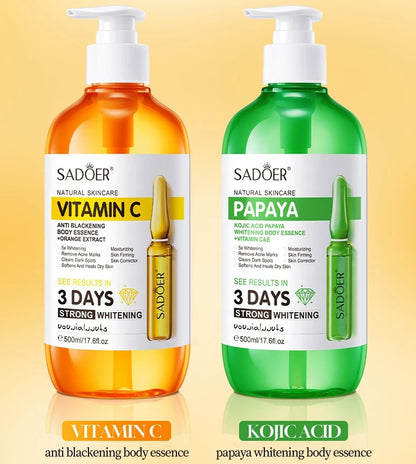 SADOER AHA Whitening Body Essence 500ml Moisturizing Brightening Face Serum Improve Dull Skin Full Body Hydrating Skin Care