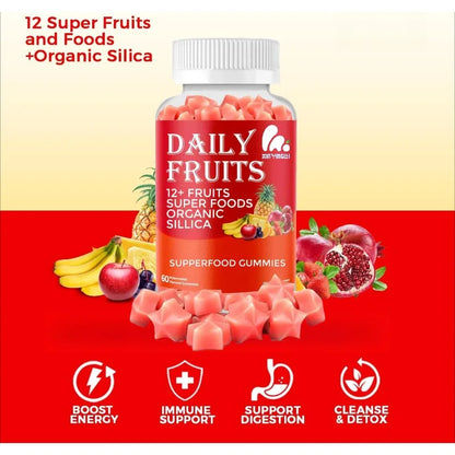 fruit gummies contain 12 types of super fruits, collagen supplements for immune and antioxidant support, gluten free, non GMO