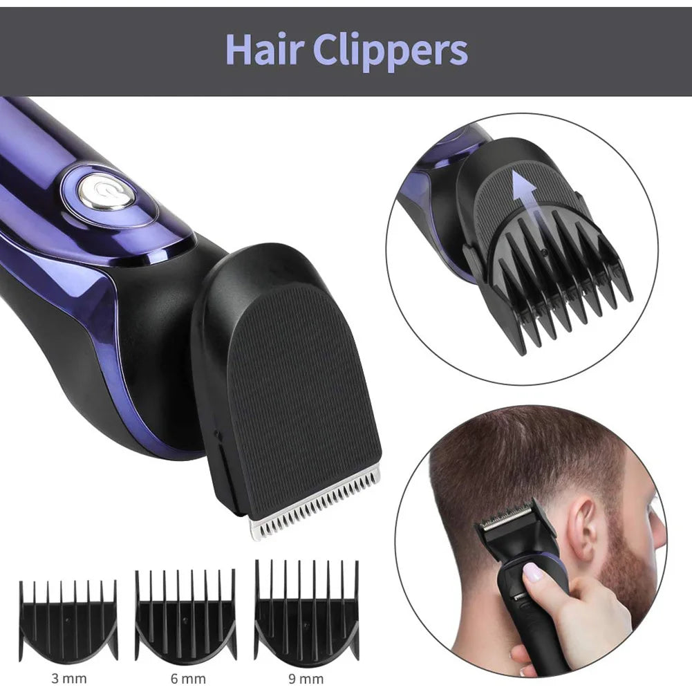 TINSOL 6 in 1 Electric Shaver Men's Razor Set Hair Clipper Beard Trimmer Nose Hair Trimmer Digital Display Electric Shaver Set