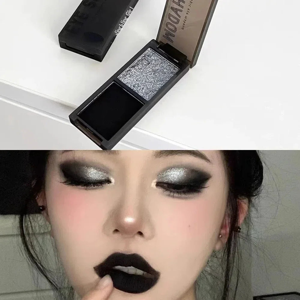 Two-color Eyeshadow Palette Lasting Easy To Color Matte Red Black Eye Shadow Fashion Korean Shiny Eyes Makeup Pigments Cosmetics