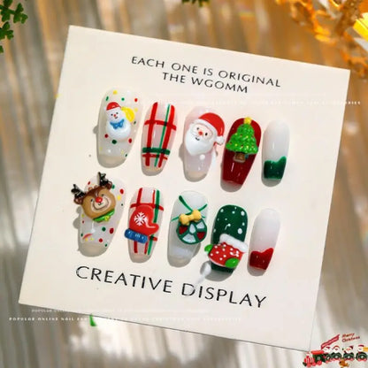 30PCS 3D Cartoon Santa Claus Elk Nail Charms Cute Snowman Dot Christmas Socks Nail Art Decorations for DIY Christmas Style Nails