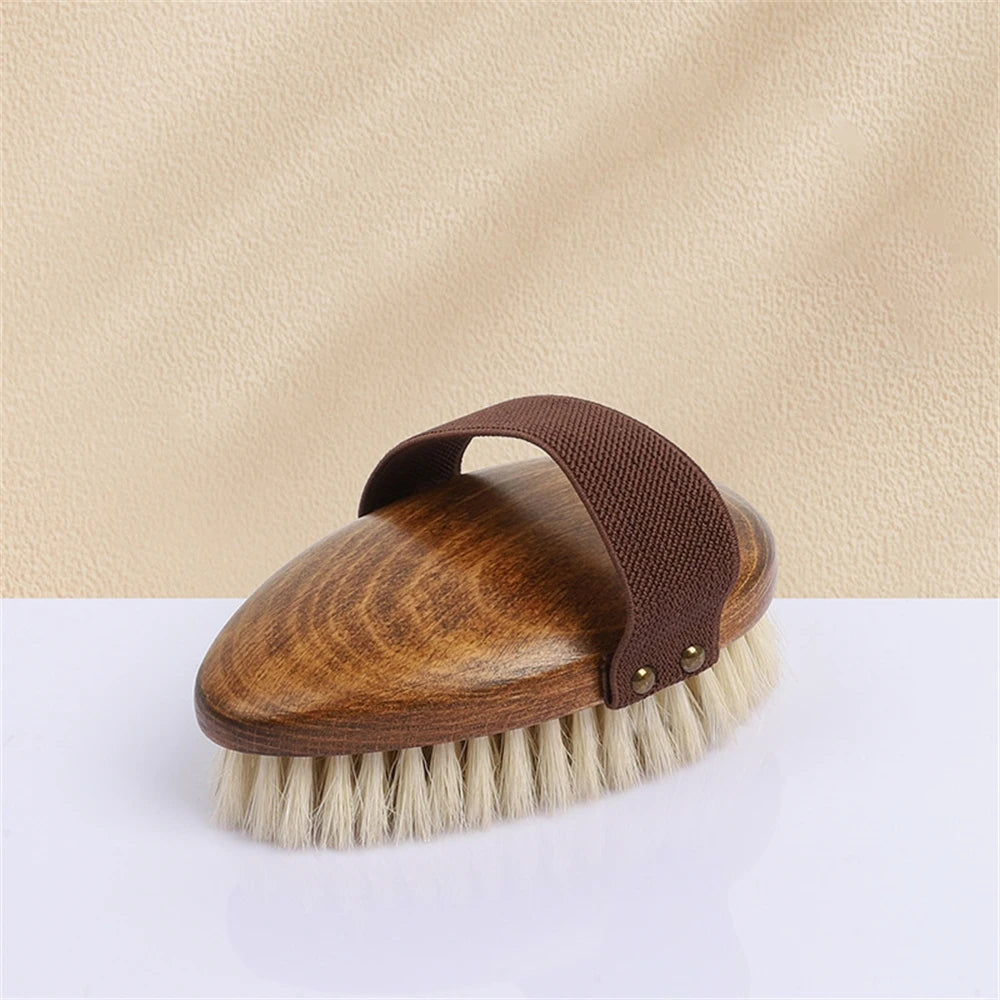 Natural Wood Bristle Bath Brush Soft Wet Dry Body SPA Massager Brush Household Practical Skin Exfoliates Body Cleaning Brush