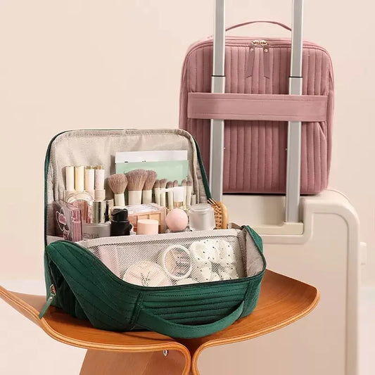 Vertical Makeup Bag for Travel,Upright Makeup Bag Large Capacity Portable Cosmetic Women Portable Cosmetic Case