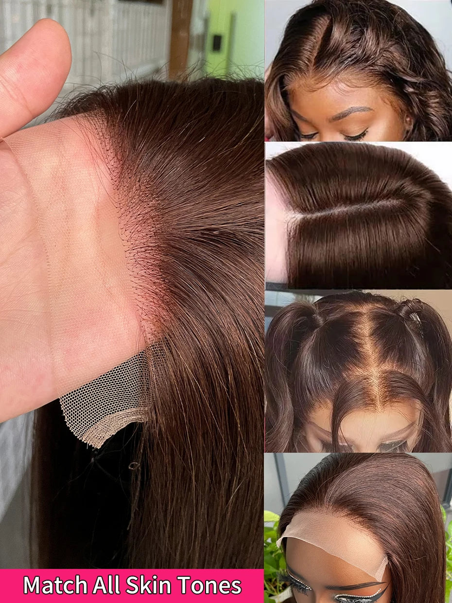 20 22 24 Inch 5x5 Transparent Bone Straight #2 Color 13x4 13x6 Lace Frontal Wig 250 Density Vietnamese Human Hair Wigs For Women