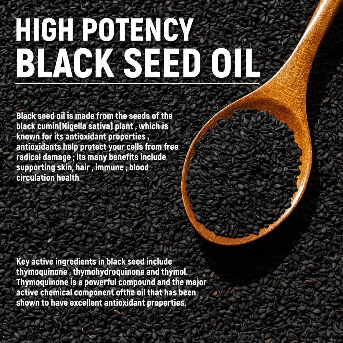 Black Seed Oil 500mg Per Serving - Premium Nigella Sativa Blackseed Gummies for Skin & Immune Support, Non GMO