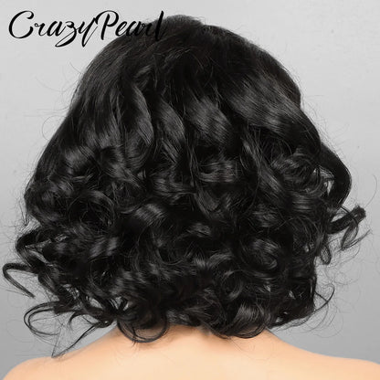 Short Bob Wig Human Hair 180% Density Glueless Lace Closure Wigs for Black Women Body Wave 13X4 Lace Front Wig Loose Wave Culry