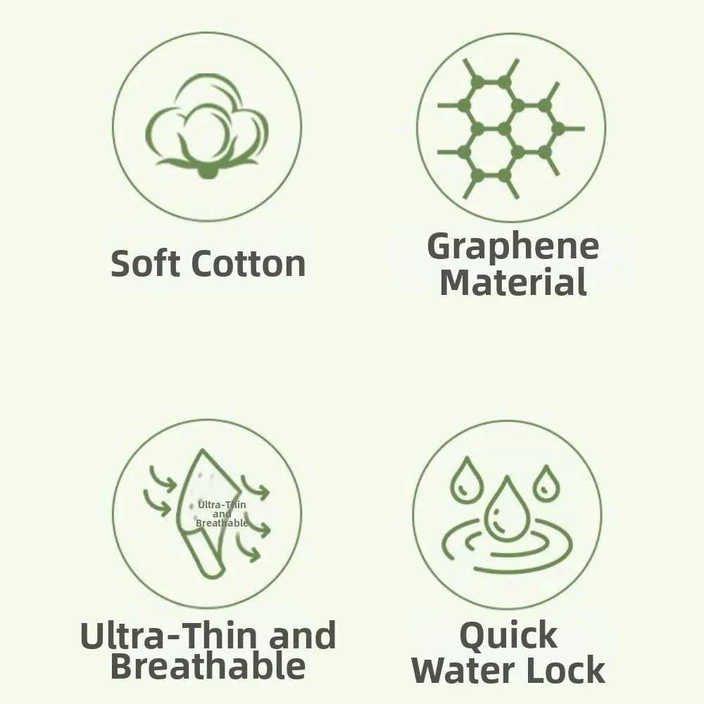5Pcs Graphene Reusable Sanitary Pads Leak Proof Fast Absorbent Menstrual Cloth Pads Anti-Slip Soft Washable Sanitary Napkins
