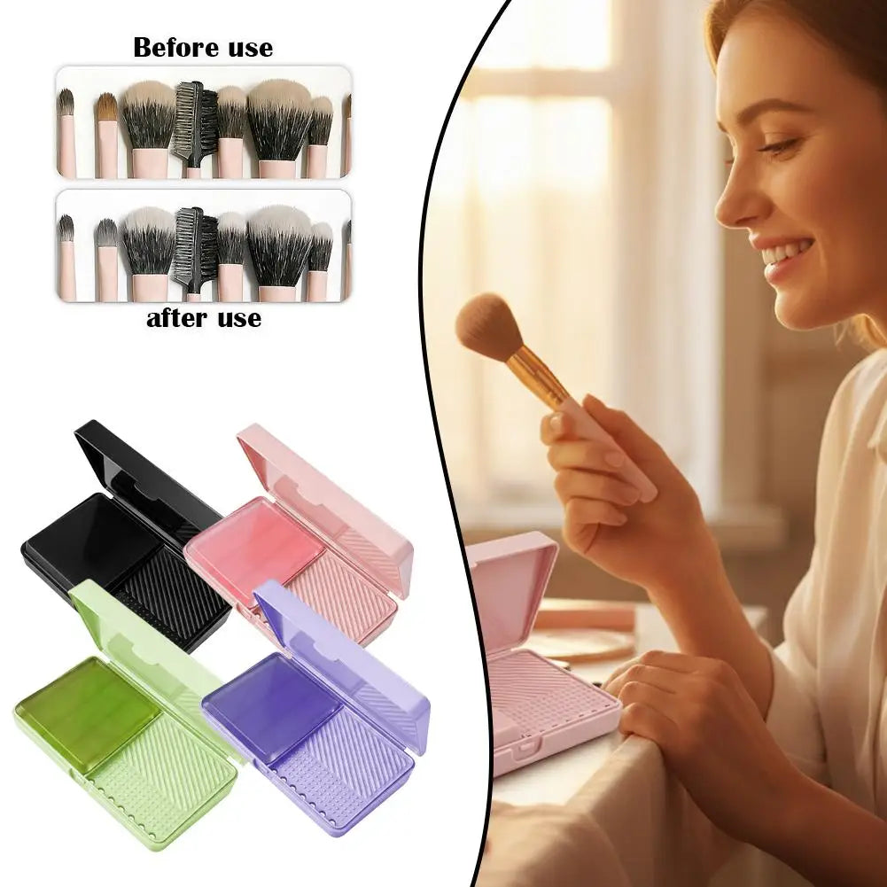 Makeup Brush Cleaning Soap Box Portable Mini Washboard Makeup Brush Cleaner With Soap For Easy Cleaning Brushes Washing Tools