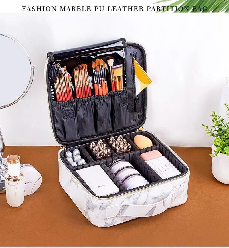 New PU Leather Cosmetic Bag For Women Professional Makeup Case Travel Toiletry Makeup Bag Beauty Nail ToolBox Make Up Handbag