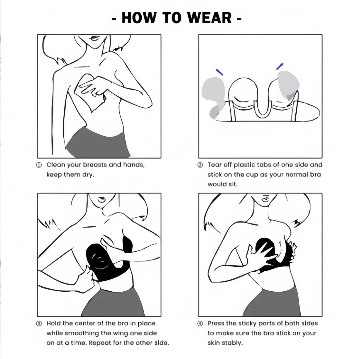 Breast patches for women's wedding dresses, deep V-dresses, gathered together, with anti sagging support