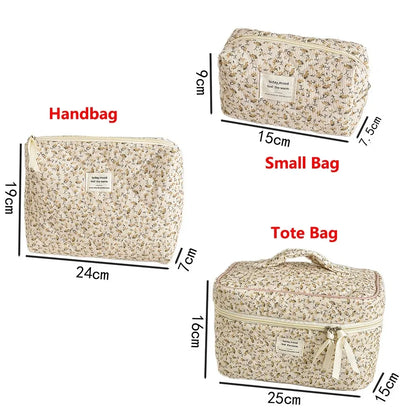 1PC Pink Strawberry Women Cosmetic Quilted Bag Portable Travel Organizer Toiletry Makeup Storage Pouch Handbag Ladies Zipper Bag