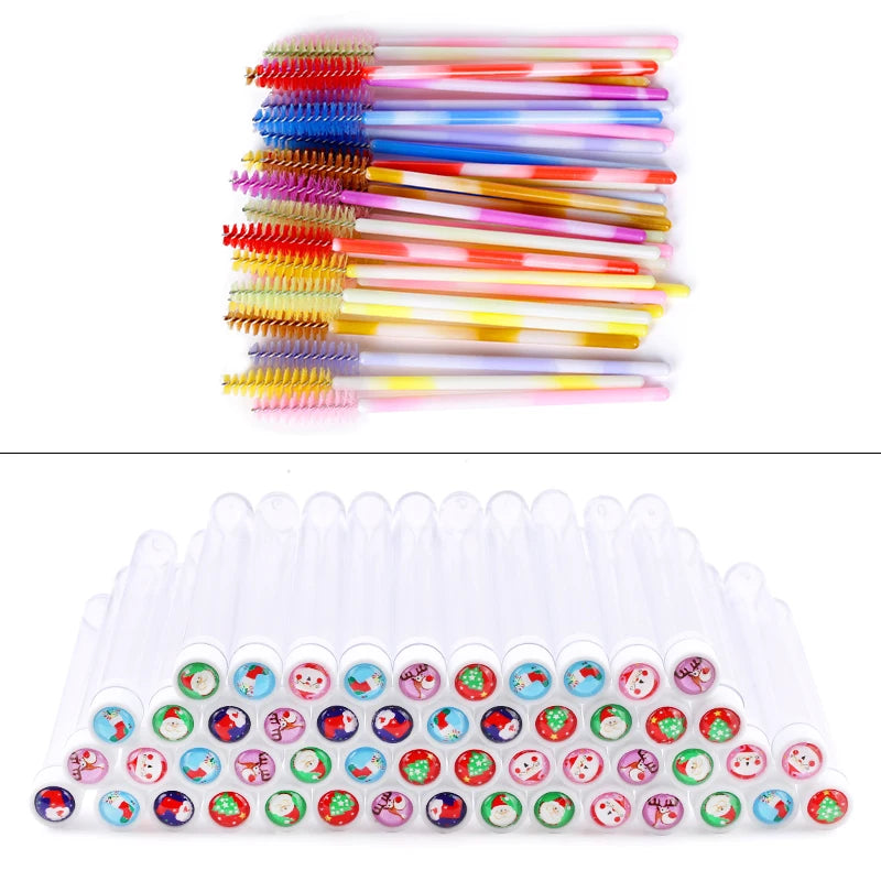 Christmas Eyelash Brush Tube Reusable Eyebrow Brushes Mascara Wand Dust-proof Cleaner Storage Cosmetics Makeup Tools