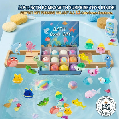 Kids Bath Bombs Toy Surprise Hidden Glow in Dark Toys Natural Organic Bath Fizz Balls Gift Set for Children Holiday Gift Set