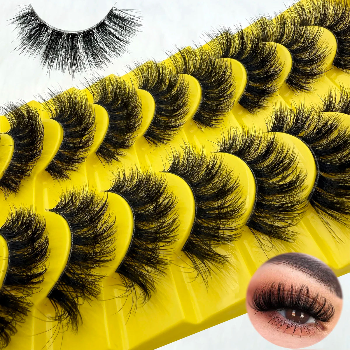10 Pairs Faux Mink Lashes Fluffy False Eyelashes Full Wispy Lashes 8D Volume Curly Fake Eyelashes