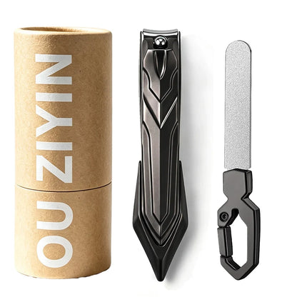 Ouriner Mecha Style Anti Splash Nail Clipper Stainless Steel Foldable Nail File Portable Kraft Tube Manicure Nail Care Kit