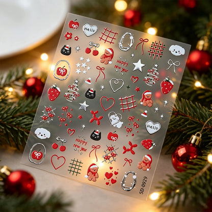 4pcs/set Christmas Snow Globe Snowflake Nail Stickers Round Wreath Polka Dots Merry Christmas Nail Decals Festival Decorations