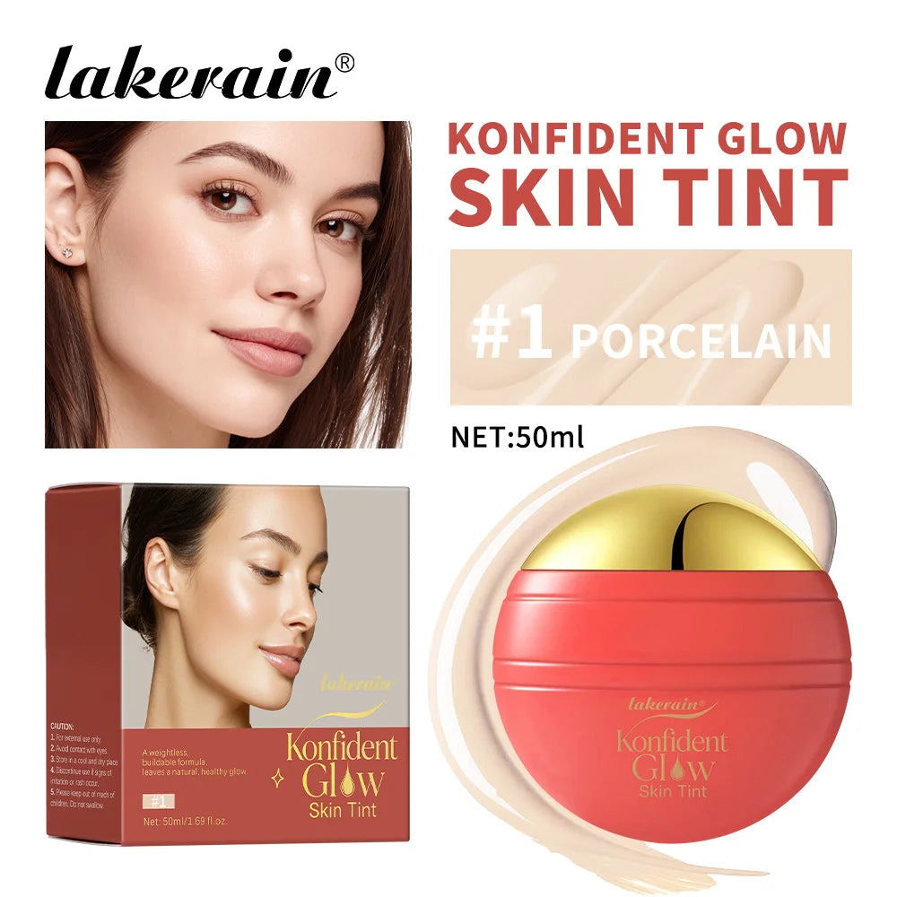 Lakerain Glow Skin Tint Foundation Long Lasting Moisturizing Even Skin Tone Concealer Sunscreen Brighten Skin Face Cosmetics