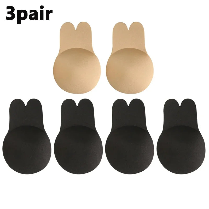 Women Breast Lifting Stickers Push Up Bras Silicone Invisible Chest Strapless Breast Rabbit Lift Up Tape Nipple Cover Bra Pads