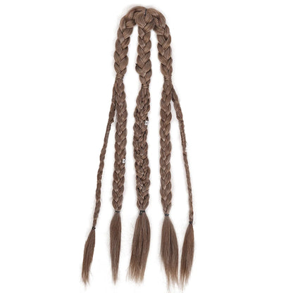 Synthetic 24" Handmade Viking Braided Ponytail Wig Men Clip In Hair Extensions,Halloween Renaissance Warrior Costume Accessories