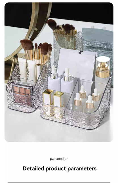 1Pc/Transparent Acrylic Cosmetics Storage Box Desktop Compartment Organizer Box Trapezoidal Cosmetics Storage