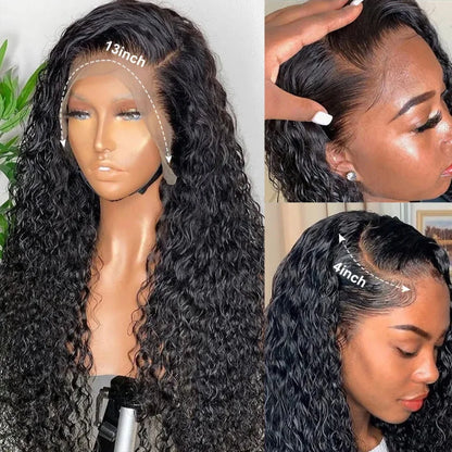 13x4 Lace Frontal Human Hair Wig Deep Water Wave Lace Frontal Wig 200 Density 13x6 HD Lace Deep Water Wave Curly Lace Frontal Wi