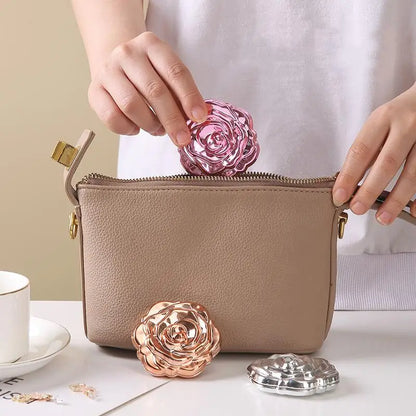 Portable Mini Mirror Retro Rose Flower Shape Small Pocket Makeup Mirror Double Sided Hand Mirrors Compact Cosmetic Beauty Girls
