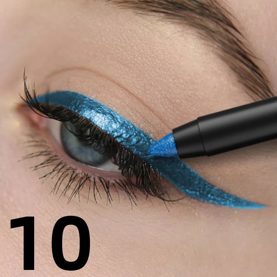 10-color 1pc colorful eyeliner pen,high pigmented waterproof  pearly shimmer metallic smokey punk gothic style eyeliner makeup