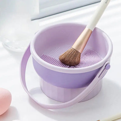 3-In-1 Foldable Silicone Makeup Brush Cleaner Mat & Drying Rack Lightweight Portable Cosmetic Brush Cleaner for Business Trips