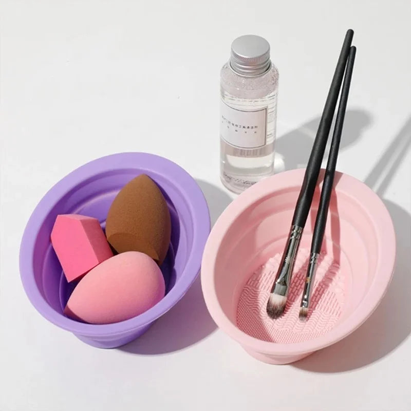 Silicone Makeup Brush Cleaner Bowl Foldable Cleaning Mat Cosmetic Foundation Eyeshadow Powder Brushes Cleaner Tools For Makeup